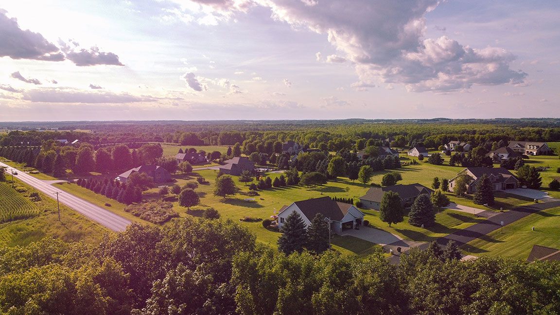 Small town aerial of residential area
